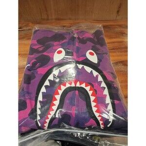 BAPE SHARK HOODIE CAMO PURPLE COLOR WAY SIZE XXL 2XL RARE FULL ZIP A BATHING APE